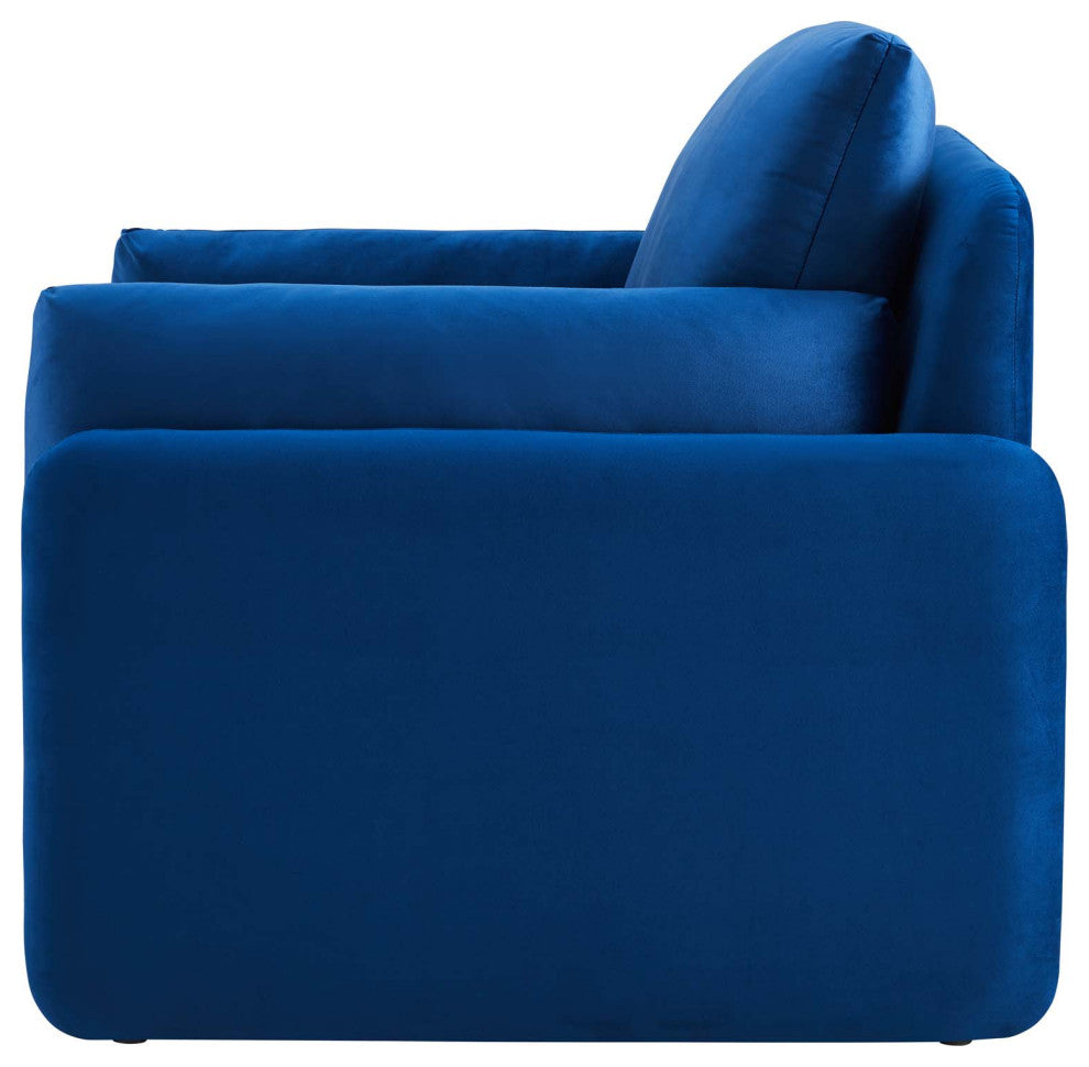 Armchair Accent Chair, Velvet, Blue Navy, Modern, Living Lounge Hospitality