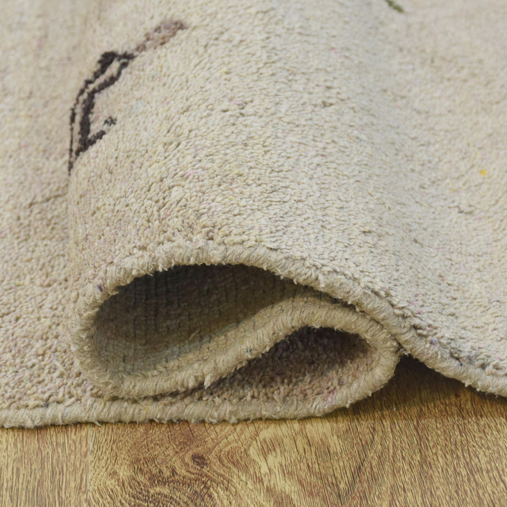 HAND KNOTTED LOOM SILK ECO-FRIENDLY AREA RUGS -10'x10',Square,Cream,Contemporary