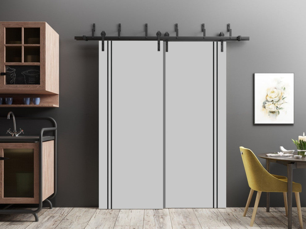 Slab Barn Door Panel 36 x 84 | Planum 0016 Grey Matte with  | Sturdy Finished