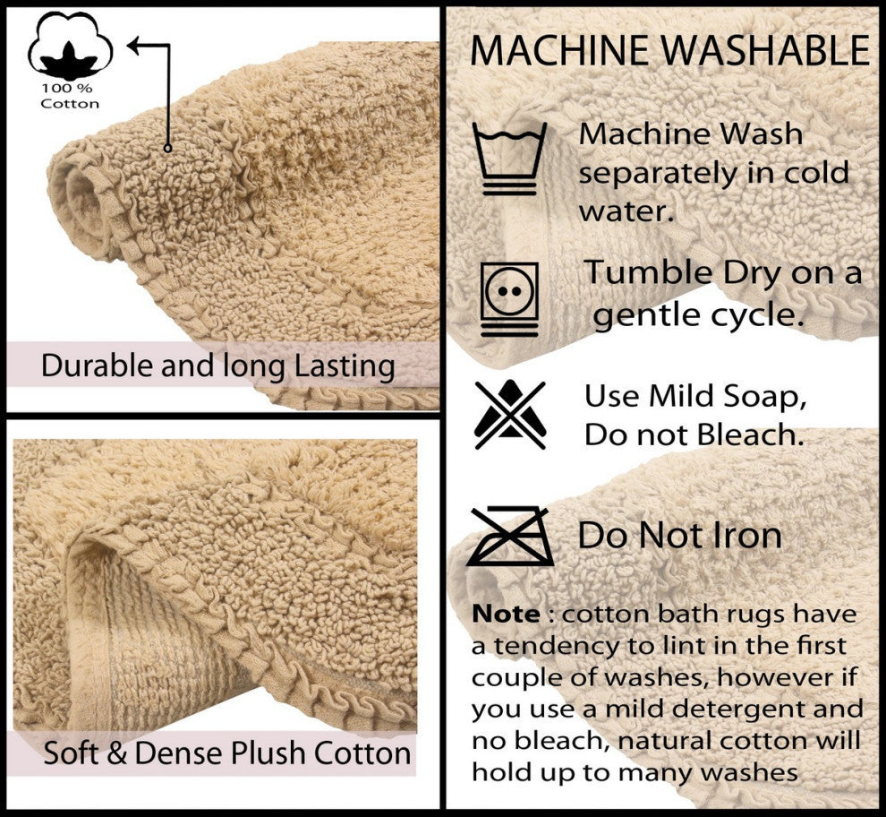 Radiant Collection Bath Rugs Set, 21x34 Rectangle, Linen