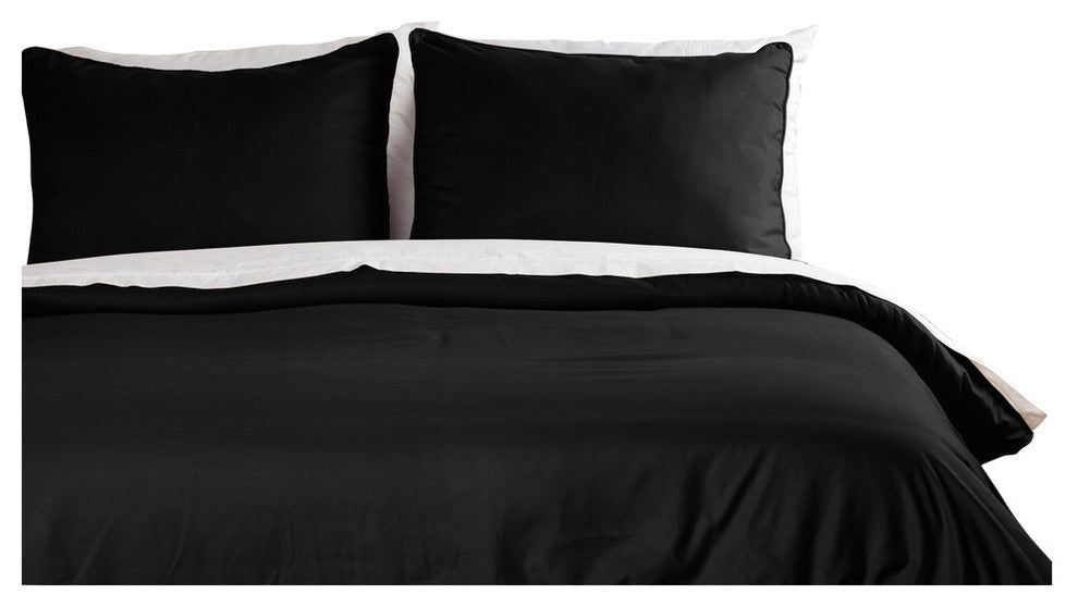 Lotus Home Water and Stain Resistant Duvet Cover Mini Set, Black, Twin