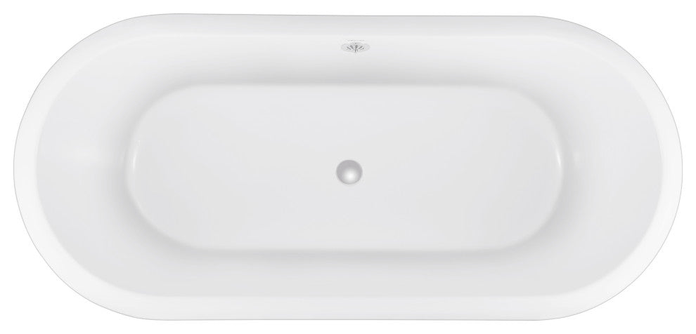 67" Acrylic Clawfoot Roll-Top Soaking Bathtub, Gray