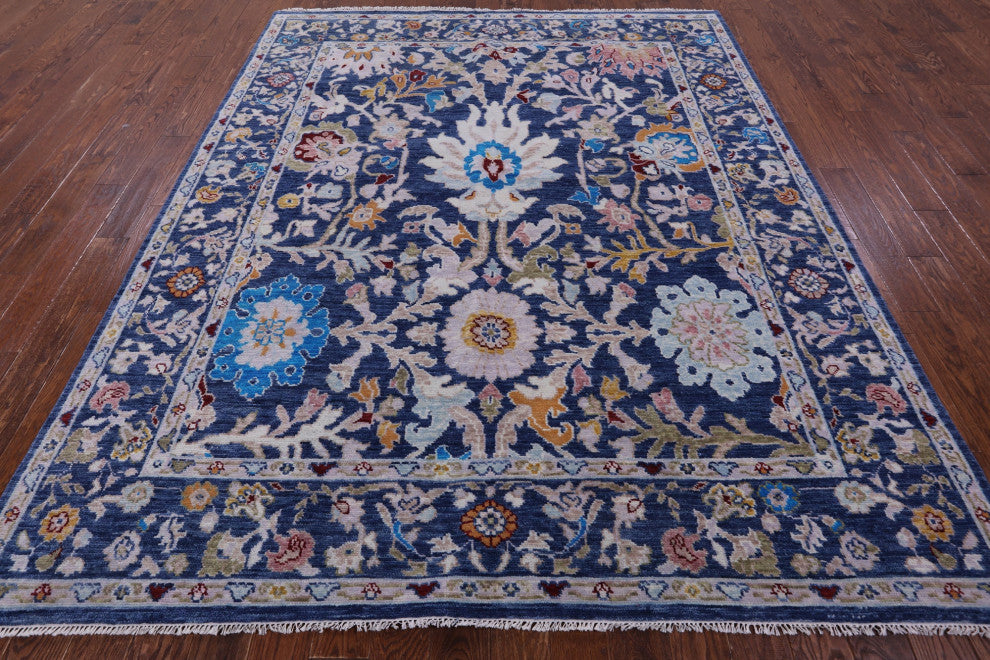 Hand-Knotted Turkish Oushak Wool Rug 8' 1" X 9' 11" - Q13312