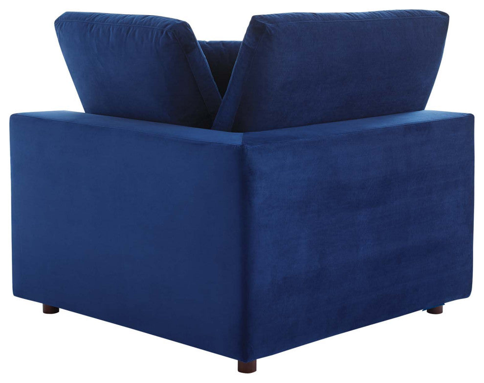 Commix Down Filled Overstuffed Performance Velvet 3-Seater Sofa Navy