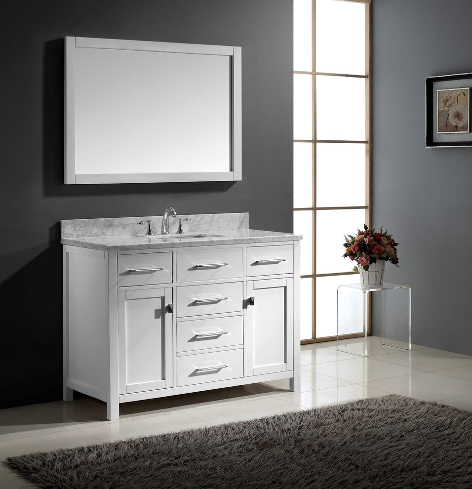 Caroline 48" Single Bathroom Vanity Set White, Marble Countertop