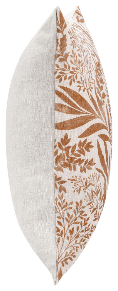 Mulberry 14"x26" Belgian Linen Blend Throw Pillow, Chestnut Brown, 22x22