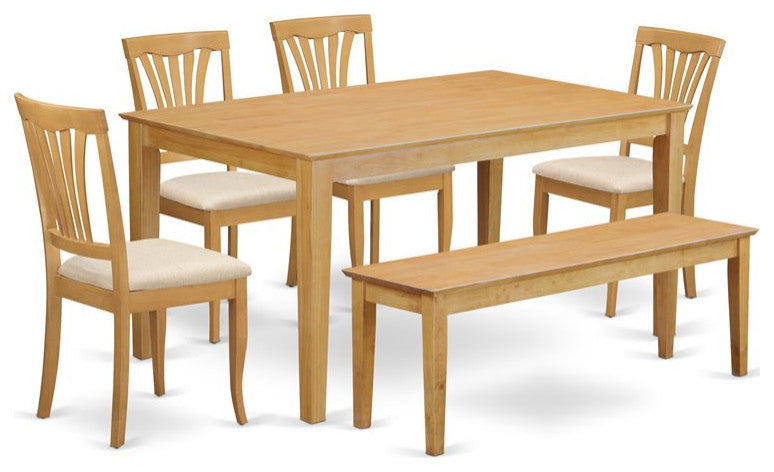 Arianna Rectangular Dining Table Set With Bench, 6 Pieces, Microfiber