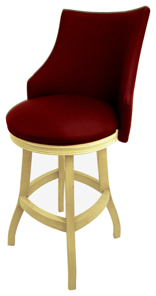 Swivel Wood Bar Stool 30", Bellissima, Red, Beige