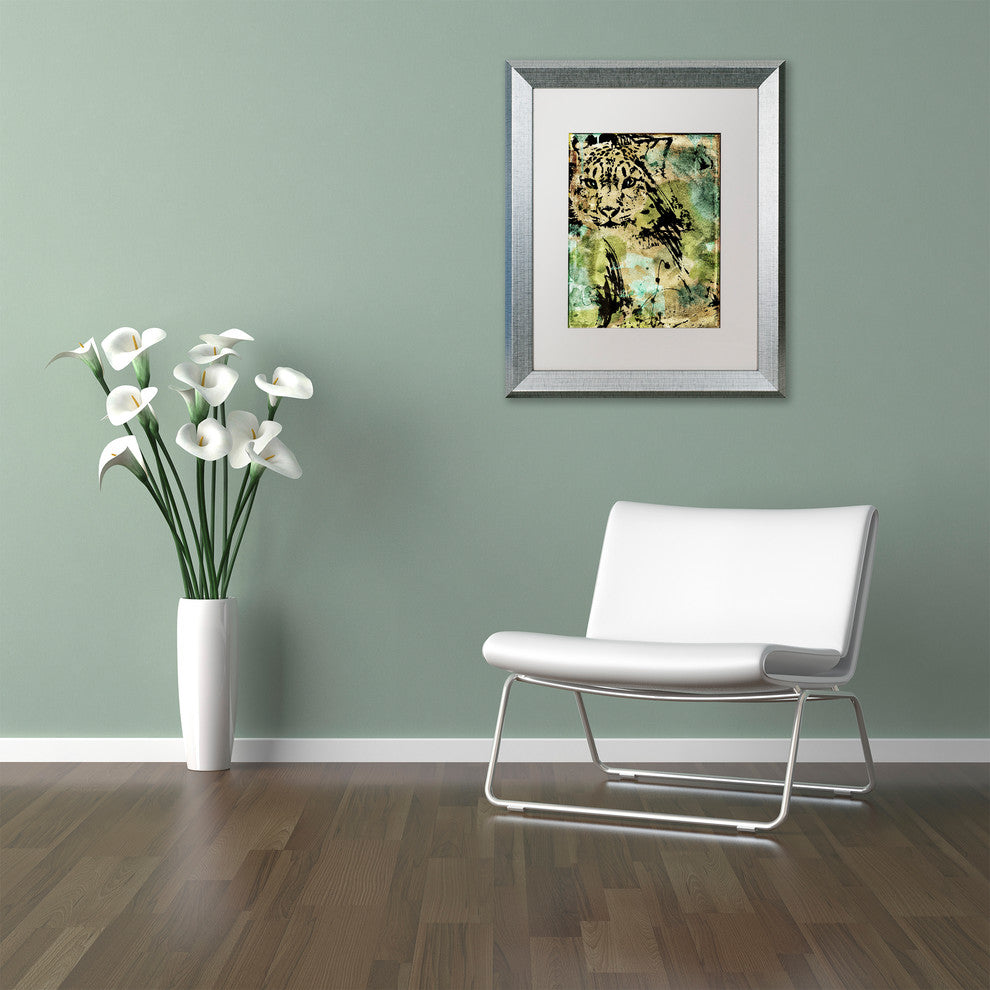 Color Bakery 'Leopard Ink' Matted Framed Art, Silver Frame, White Mat, 11x14