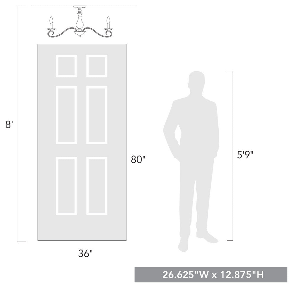 Golden Lighting Larrick 6 Light Semi-Flush Large, Rubbed Bronze