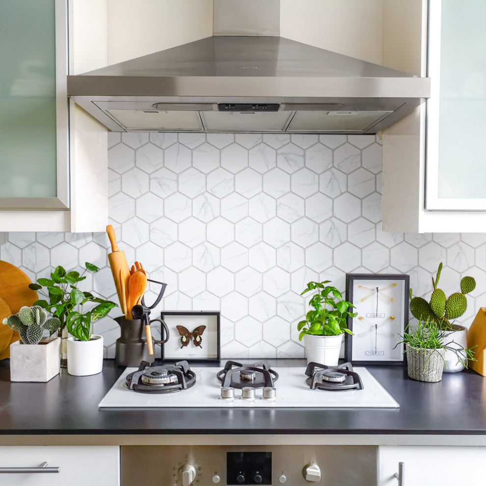 Carrione Super Hex Matte Carrara Porcelain Floor and Wall Tile