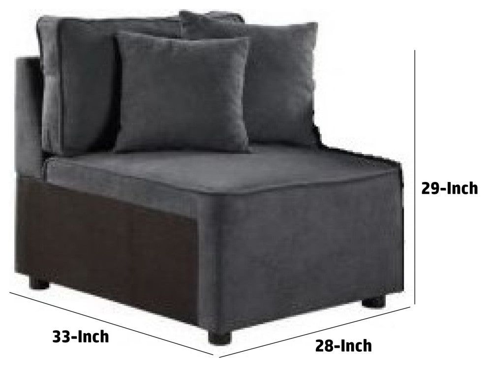 Benzara BM275087 29" Modular Chair, Pocket Coil, 2 Pillows, Dark Charcoal Gray