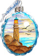 Keepsake Flower Lighthouse Coastal Scenic Glass Ornament