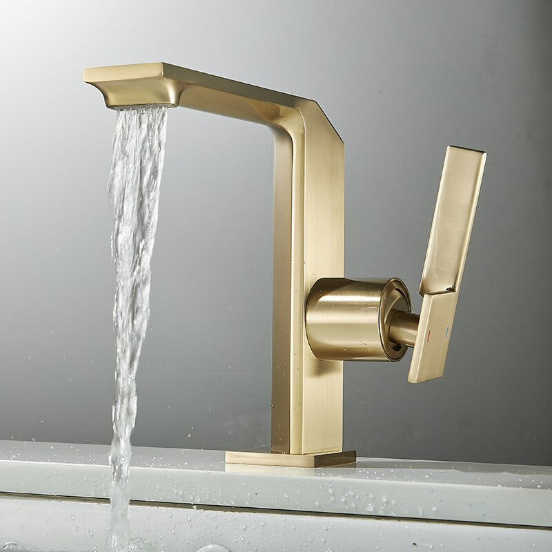 Tiqui™ Solid Brass Bathroom Faucet, Brushed Gold