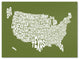 ''USA States Text Map - Olive'' Canvas Art by Michael Tompsett