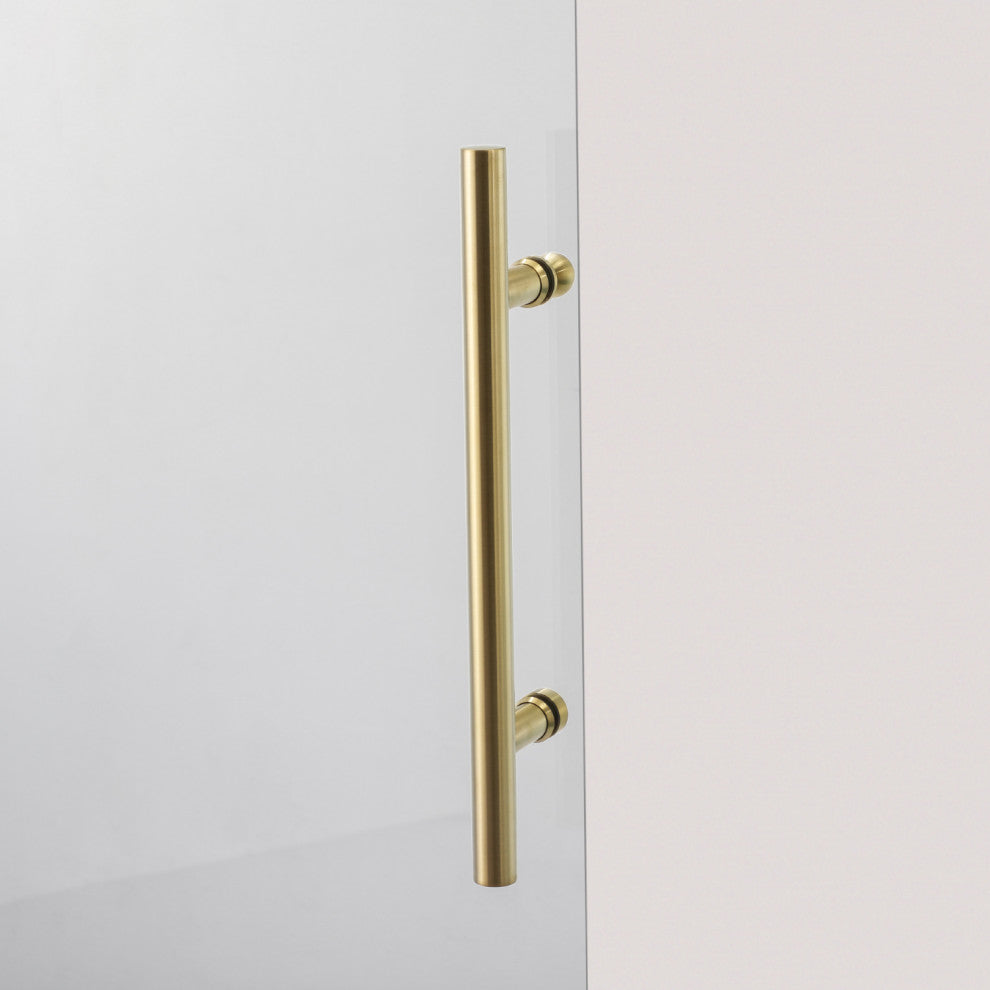 Villena Single Sliding Frameless Shower Door, Brushed Gold, 60"