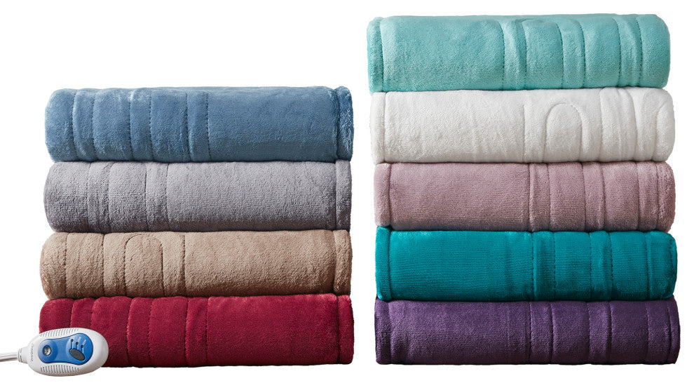 Beautyrest Knitted Solid Microlight Heated Throw, Mink