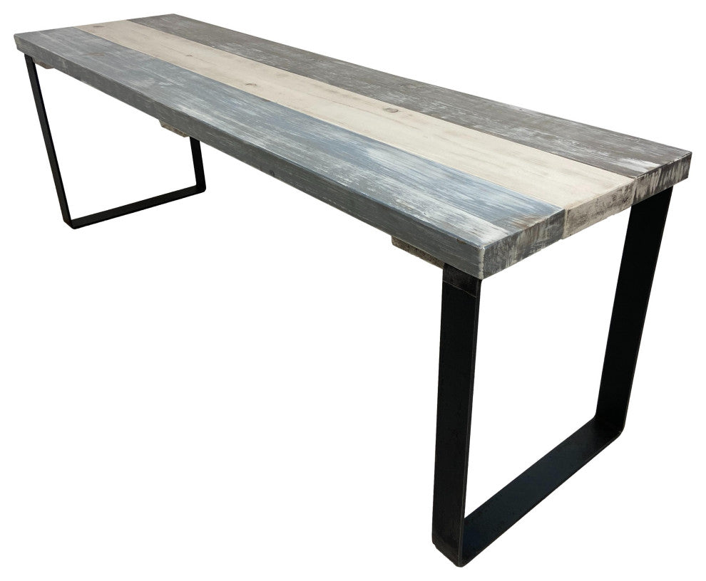 Bedroom or Entryway Bench, Heavy Duty Industrial Metal Legs, Farmhouse Mix, Length 74", Fits King Bed