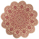 6" Round Tan and Red Boho Chic Area Rug