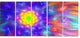 Bright Blue Fractal Petals Dandelion, Floral Canvas Art Print, 60"x28", 5 Panels