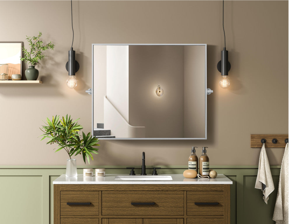 Home Living 30x36 Pivot Mirror, Silver