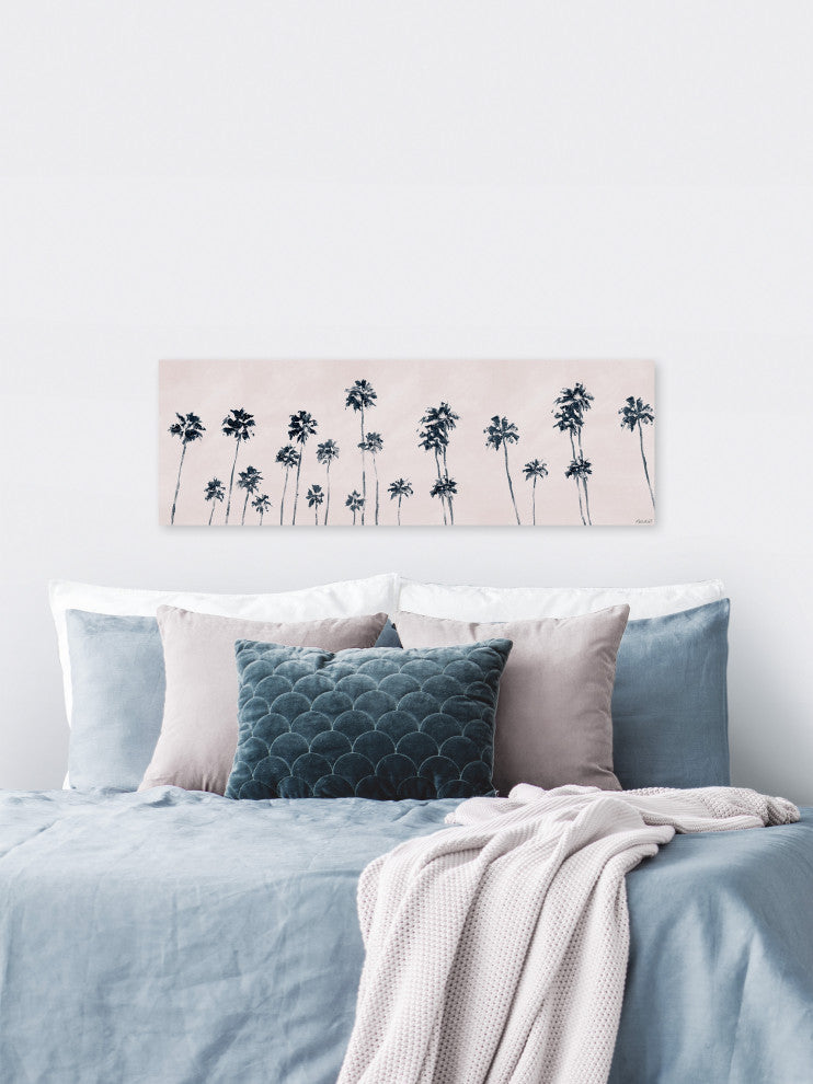 "Palm Tree Skyline" Painting Print on Wrapped Canvas, 45x15