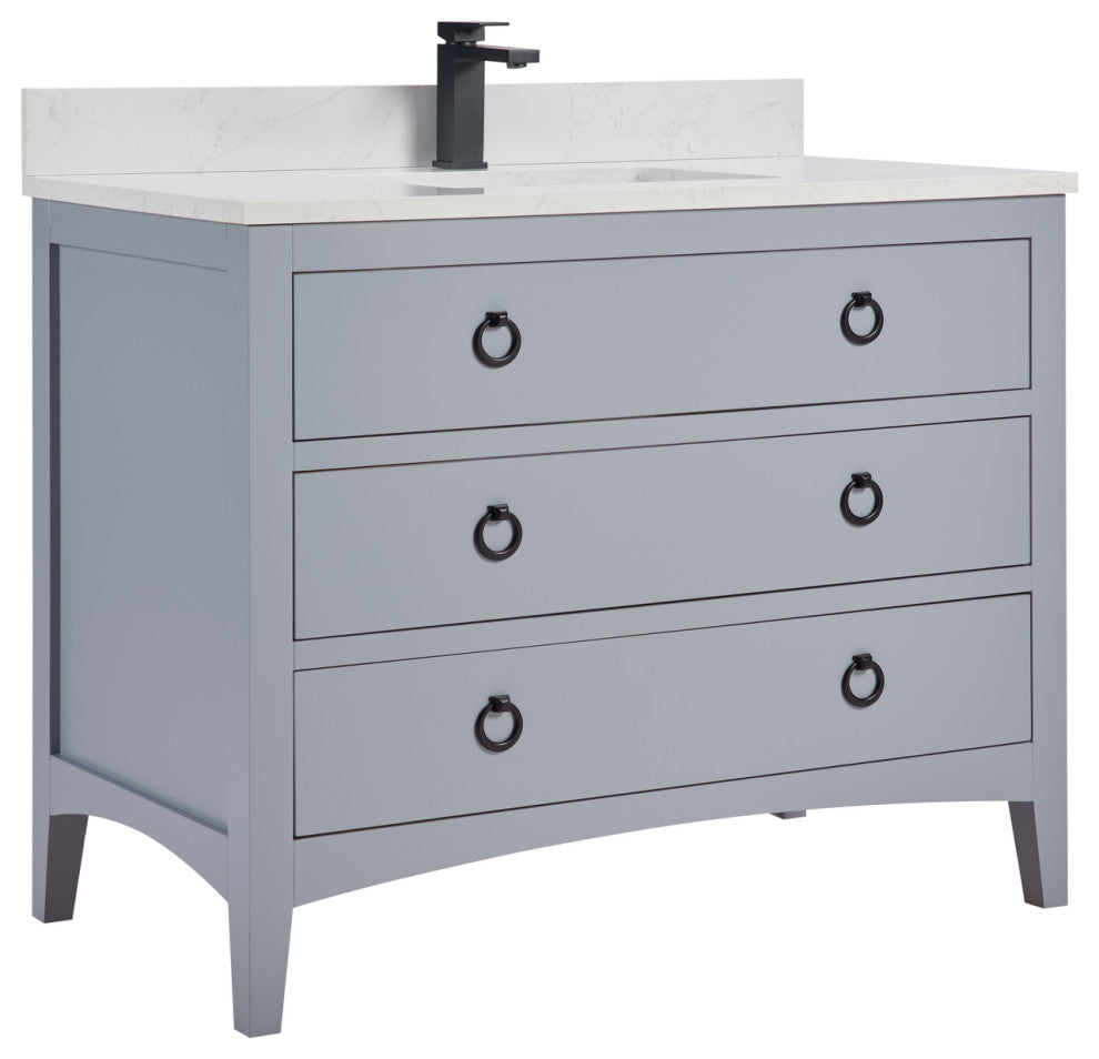 Legion Furniture WS2518 Series Bathroom Sink Vanity, Cadet, 42", Artificial Stone Top, Single Sink
