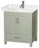 Sheffield 30" Light Green SGL Vanity, Carrara Cult. Marble Top, Sq Sink