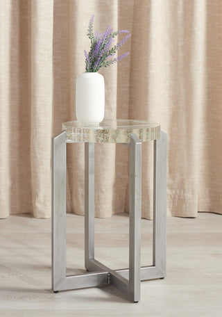 Safavieh Couture Pixie Round Bubble Glass Accent Table, Silver/Clear