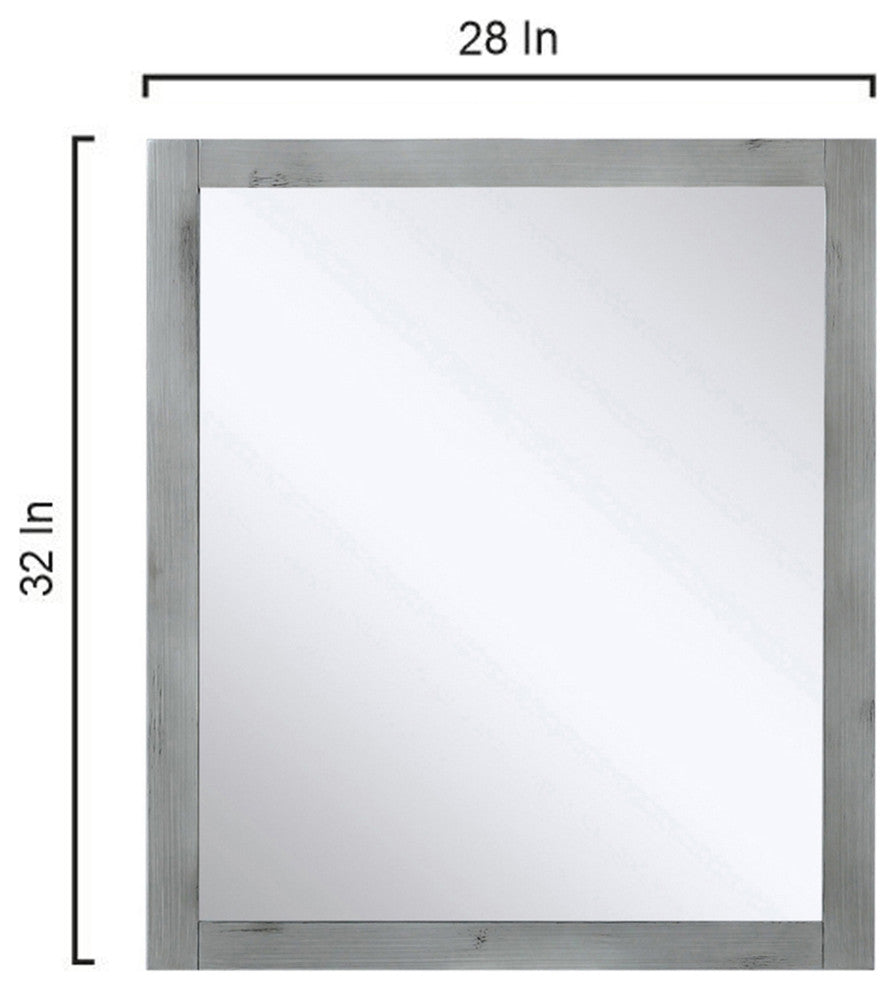 Marsyas 30" Ash Gray Single Vanity Cabinet Quartz Top Sink, 28" Wall Mirror