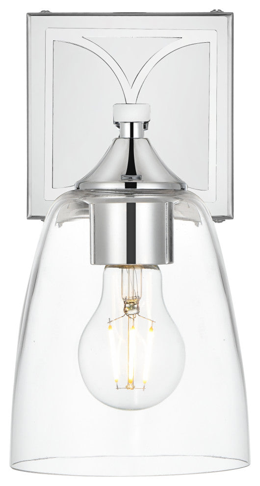 1 Light Chrome And Clear Bath Sconce