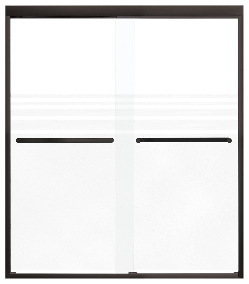 Frederick 59 in. W x 70 in. H Shower Door in Matte Black with Frosted Glass