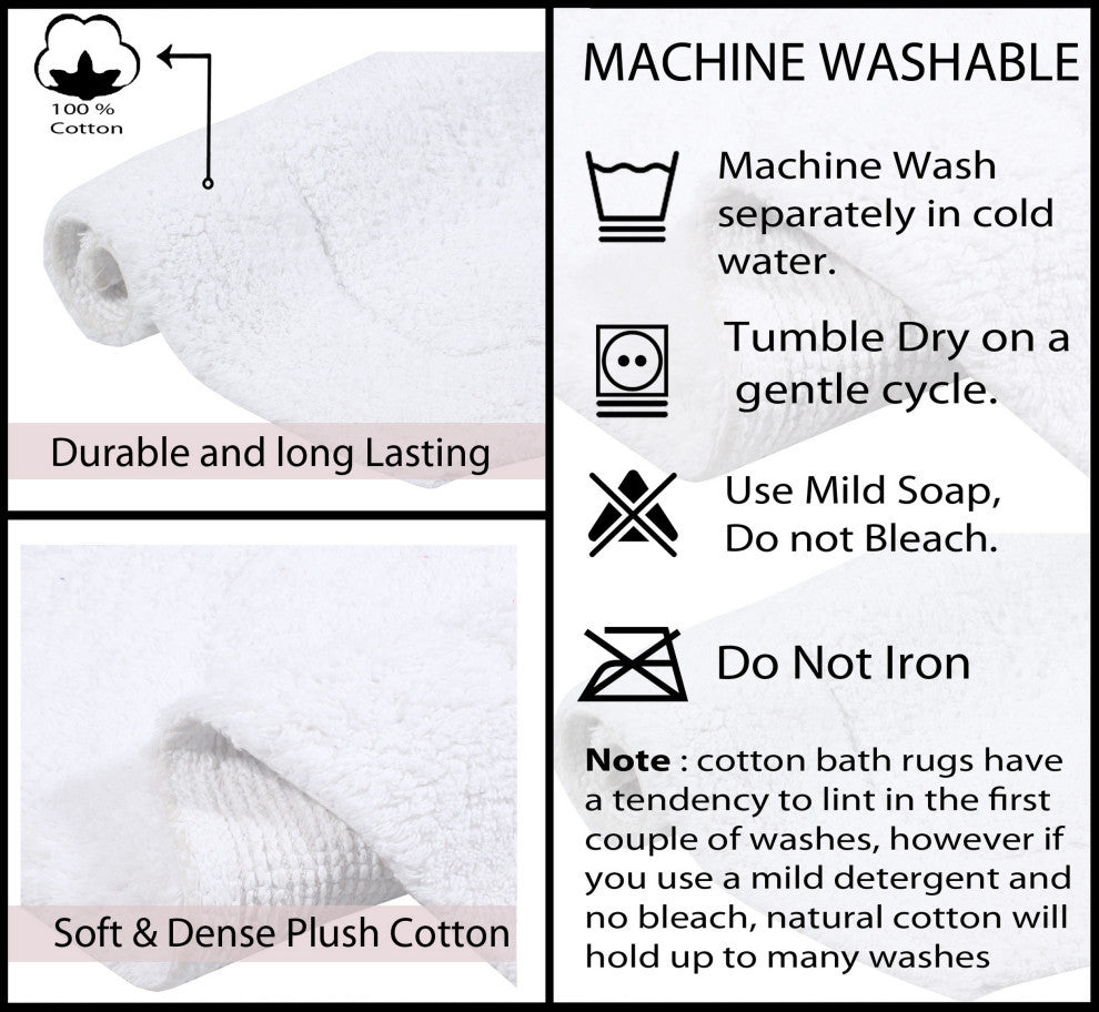 Waterford Collection Tufted Bath Rug, 3-Piece Set With Runner, White