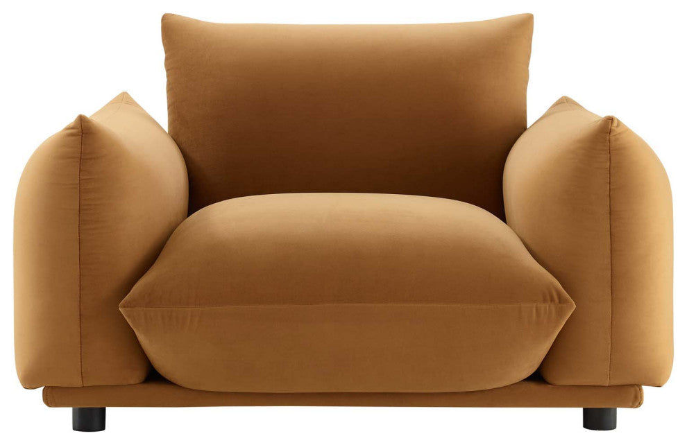 Copious Performance Velvet Armchair Cognac