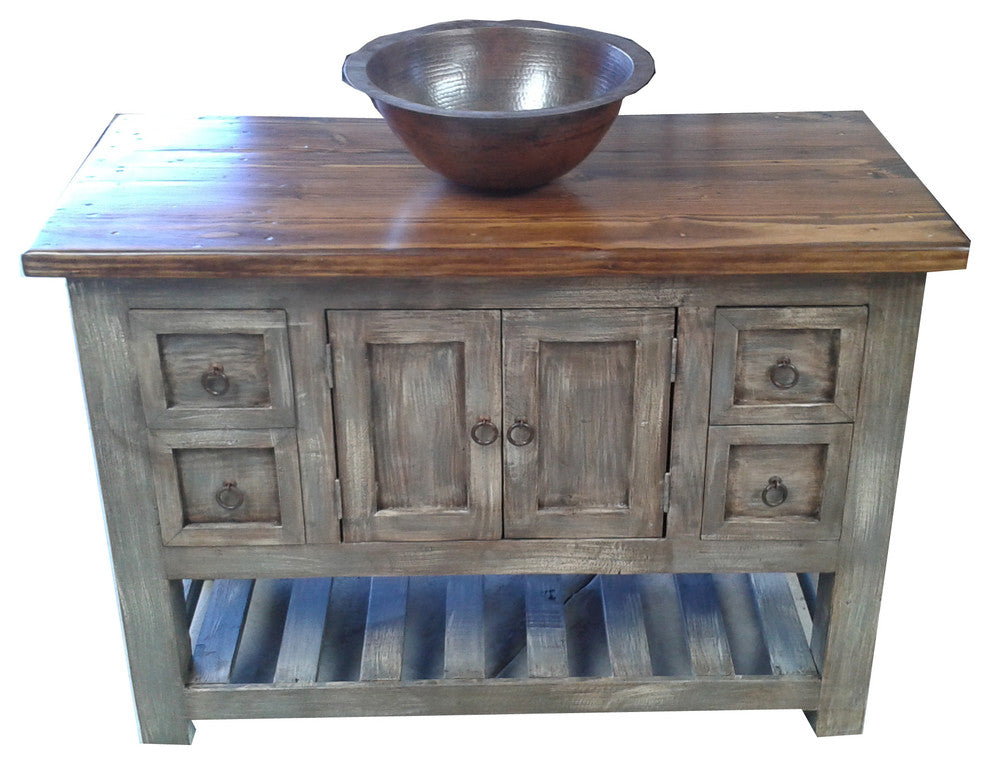 Belmont Reclaimed Wood Rustic Bathroom, 55"x22"x36"
