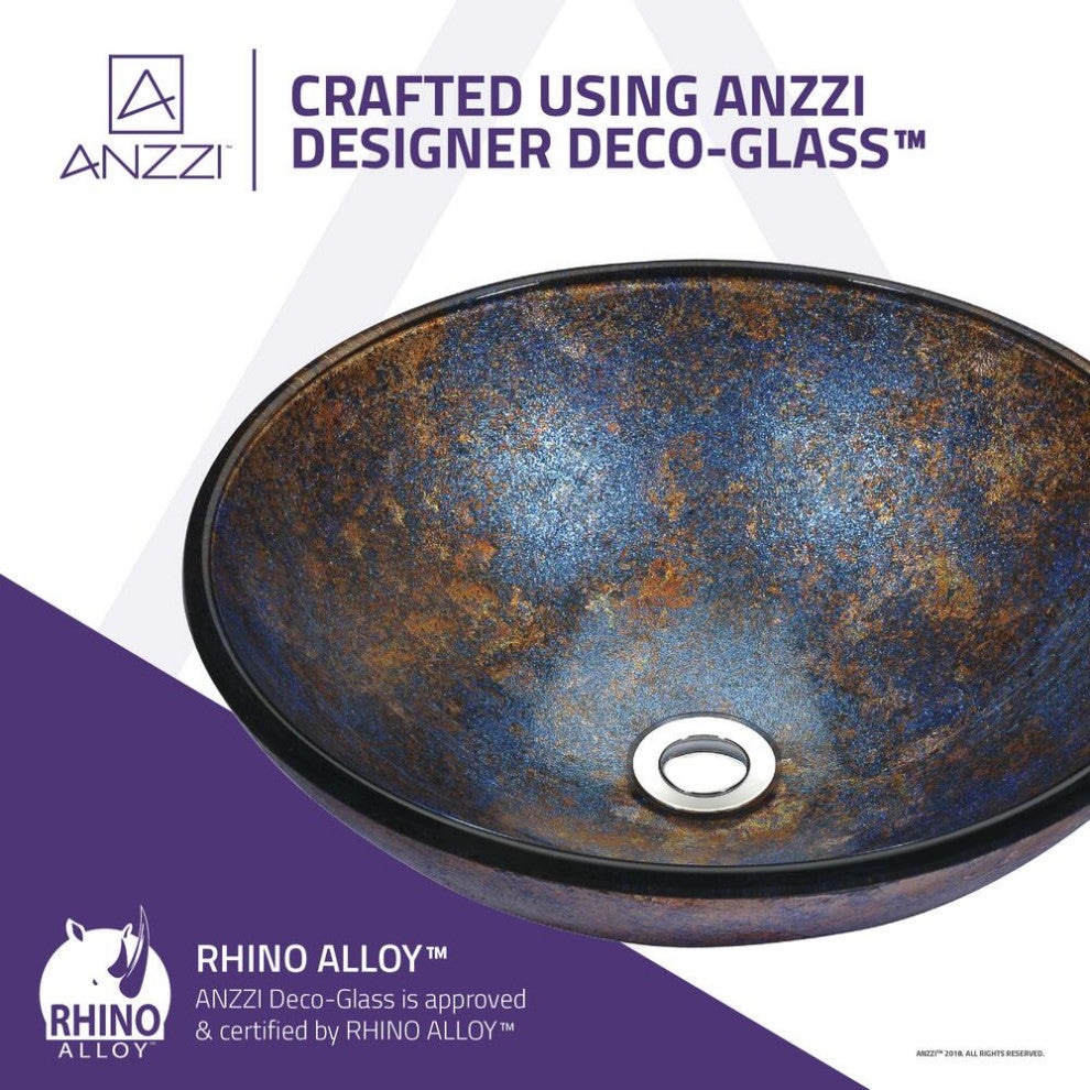 ANZZI Tara Series Tempered Glass Bathroom Vessel Sink