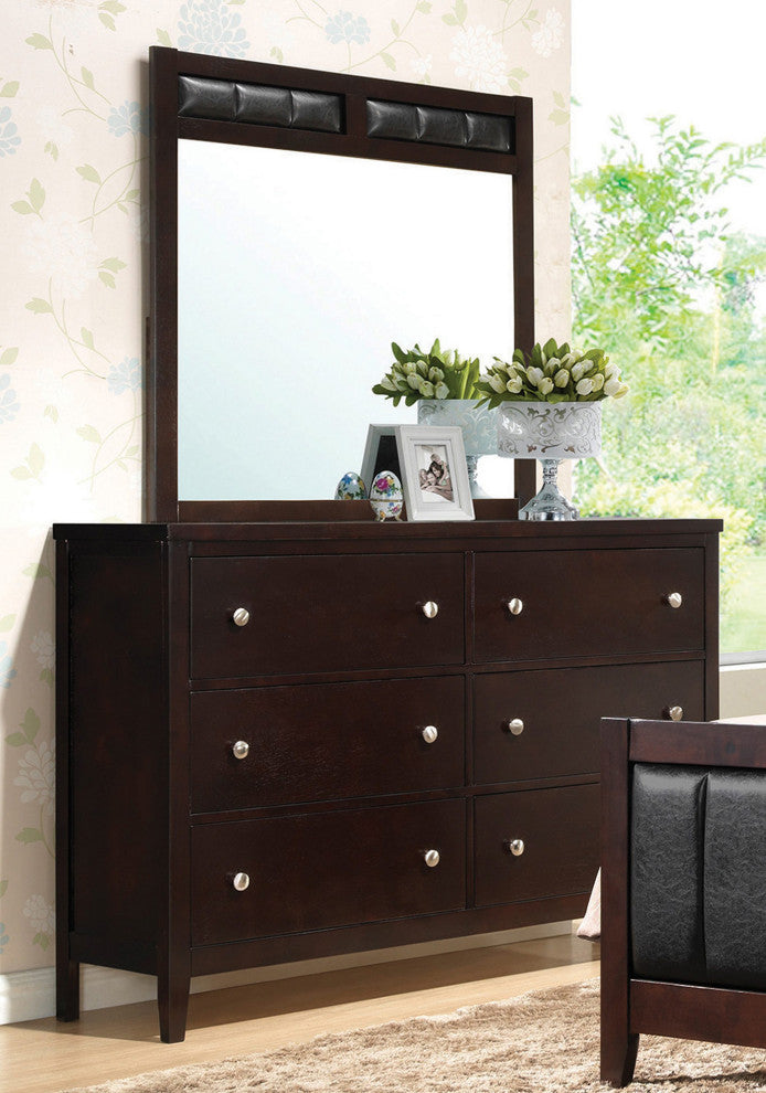 Wooden Dresser with 6 Drawers, Cappuccino