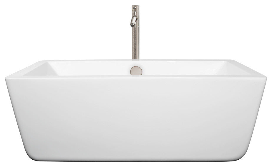 Laura  Freestanding Bathtub Floor Mounted Faucet, Brushed Nickel, 59"