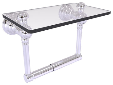 Carolina Two Post Toilet Paper Holder with Glass Shelf