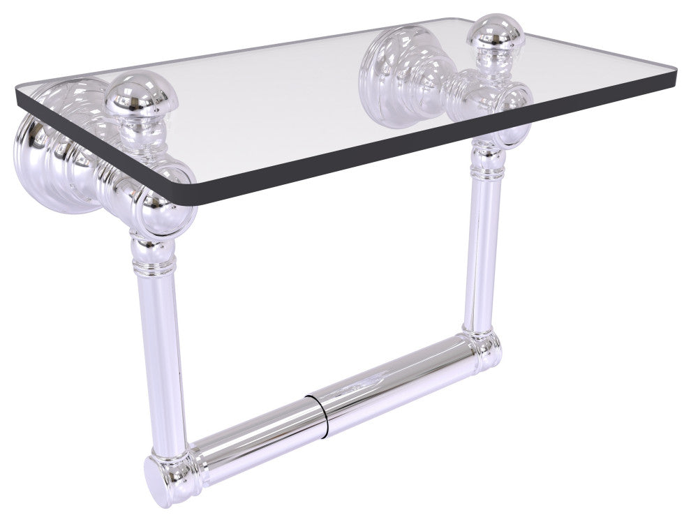 Carolina Two Post Toilet Paper Holder with Glass Shelf