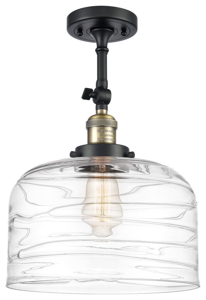 INNOVATIONS 201F-BAB-G713-L 1-Light Semi-Flush Mount Black Antique Brass