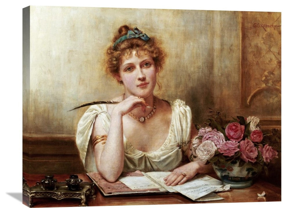 "The Letter" Stretched Canvas Giclee by George Goodwin Kilburne, 30"x24"