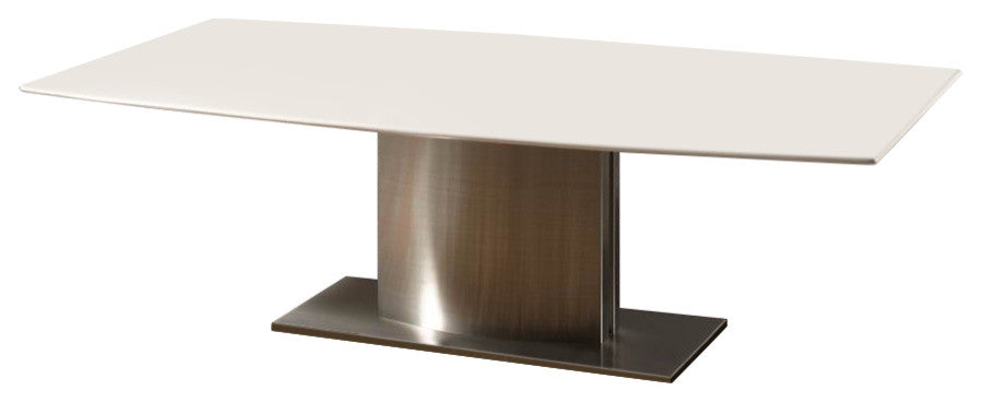 White Marble Top Coffee Table With Stainless Steel Base, White Marble Top