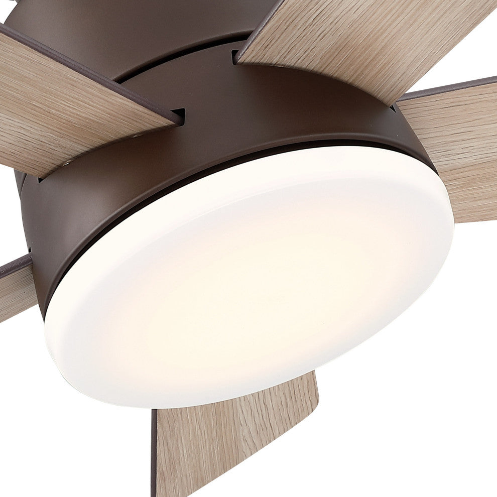 24 in Dimmable Flush Mounted Ceiling fan With 5 Blades and Remote, Bronze