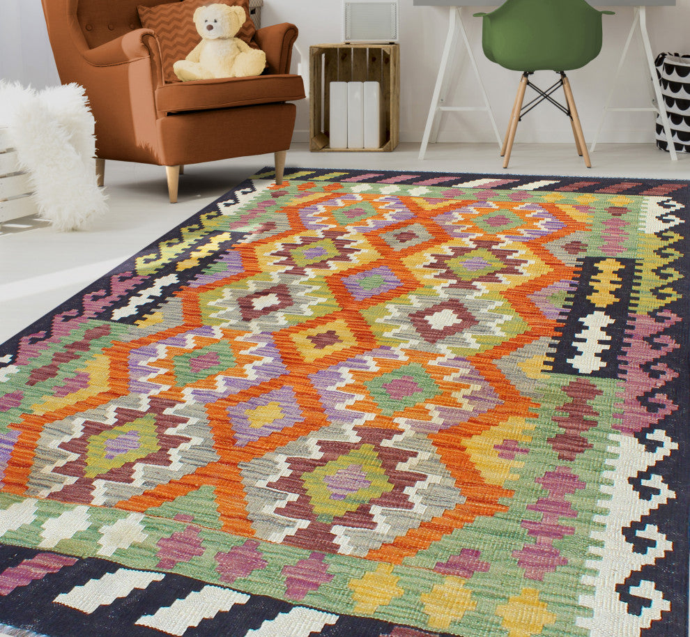 Flatweave Wardell Rust/Black Rug, 4'1x5'7