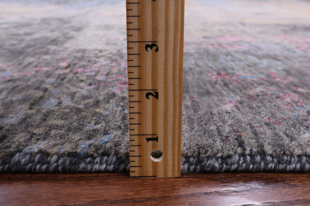 Abstract Hand Knotted Wool and Silk Rug 8' 2" X 10' 2" Q8874