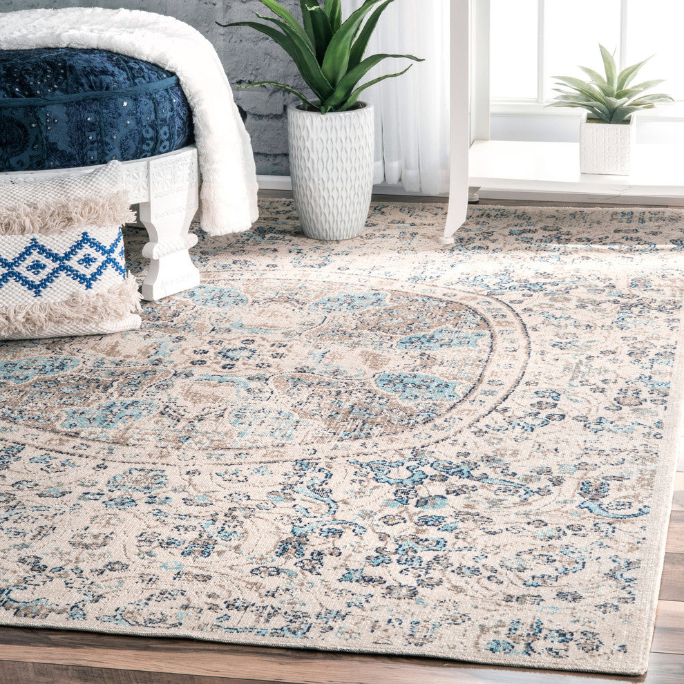 Nuloom Floral Encompass Mandala Area Rug, Beige 4'x6'