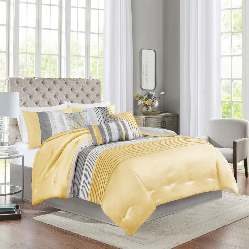 Madison Park Amherst 7 Piece Comforter Set, Yellow