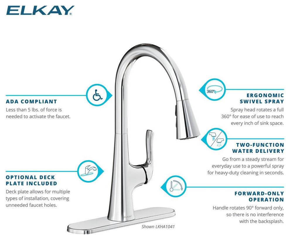 LKHA1041CR Elkay Harmony Single Hole Kitchen Faucet, Chrome