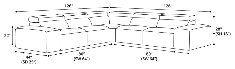 Holland Modular Sofa Set, 5 Pc